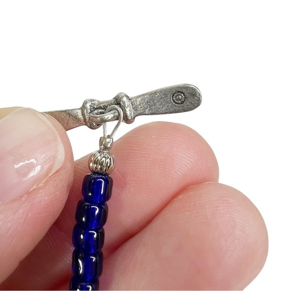 Cobalt Blue & Yellow Lampwork Seed Beaded Necklace - Picture 7 of 10